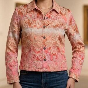 TanJay Jacquard Tapestry Jacket Women’s Size M Vintage Brocade Y2K grandmacore